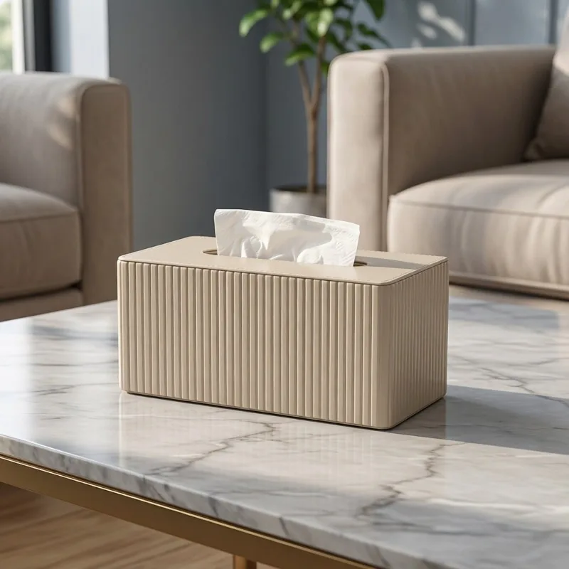 1pcs Leather Tissue Caddy Large Capacity  Paper Draw For Bathroom Cafe Household Commercial Long Lasting Table Napkin Container