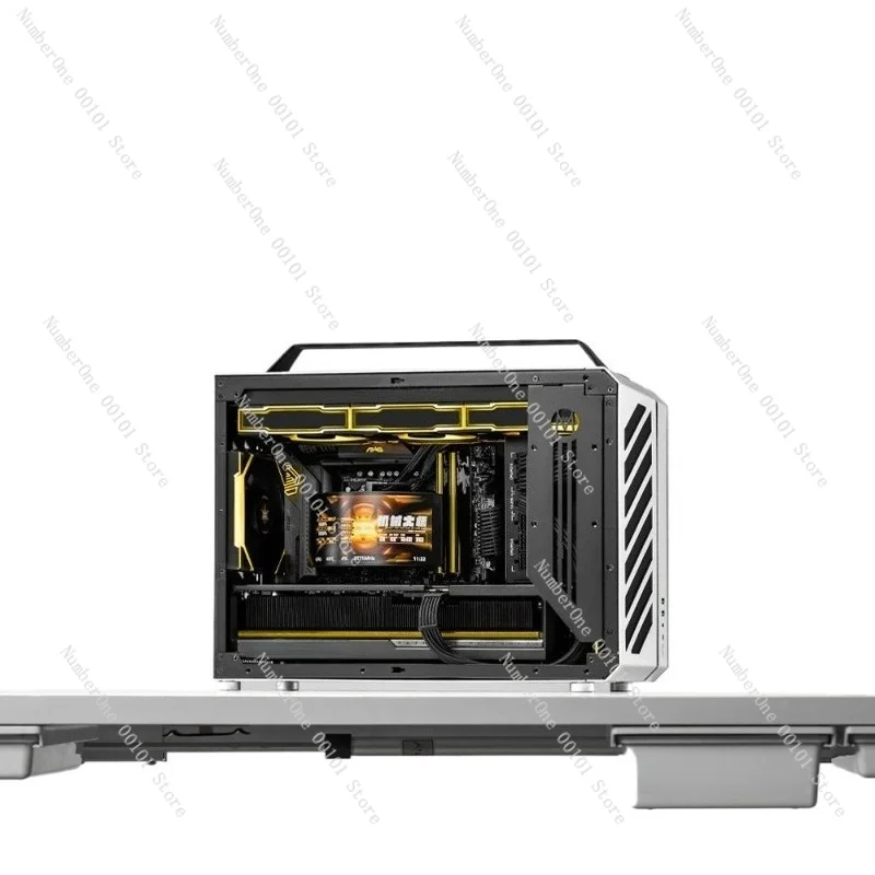 Fish Tank PC Case MATX Side Transparent Tempered Glass Portable Mini Computer Chassis Water Cooling Support Desktop Gaming