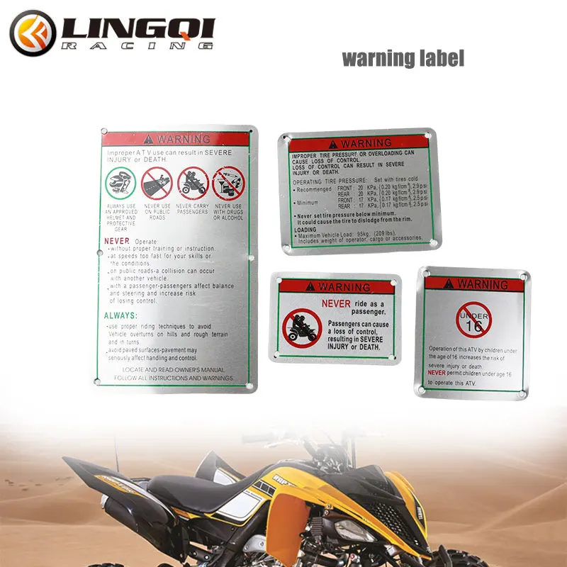 LING QI Motorcycle Warning Sign Aluminum Alloy Public Slogan And Rules Sheet Label Reflective Plate For ATV Pit Dirt Bike Parts