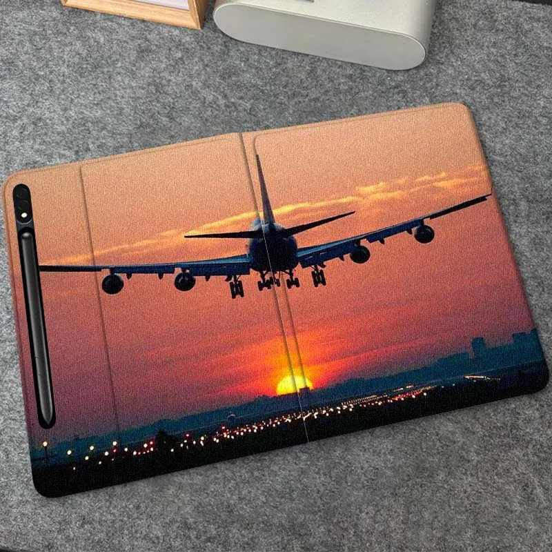 

Airplane Sunset Landing Scene Gift For Samsung Galaxy Tab S10 S9 S8 S7 FE Lite Soft Flexible Support Tablet Case