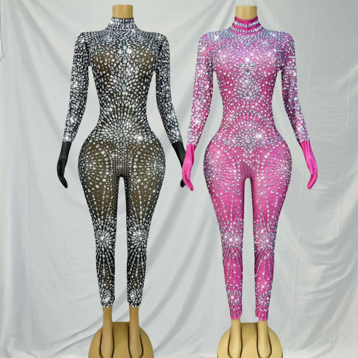 

Waixingren Women Sexy Sparkly Full Rhinestones Bodysuit Party Fashion Show Outfit Singer Dancer Performance Stage Costume