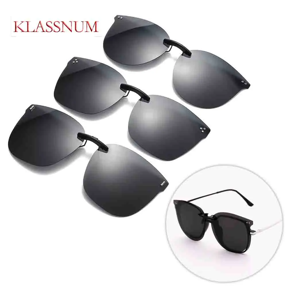 근시 안경용 편광 플립 업 클립 선글라스, 레트로 빅 사이즈 스퀘어 Al-Mg 유리 클립온 선글라스 클립, C3167, 신제품