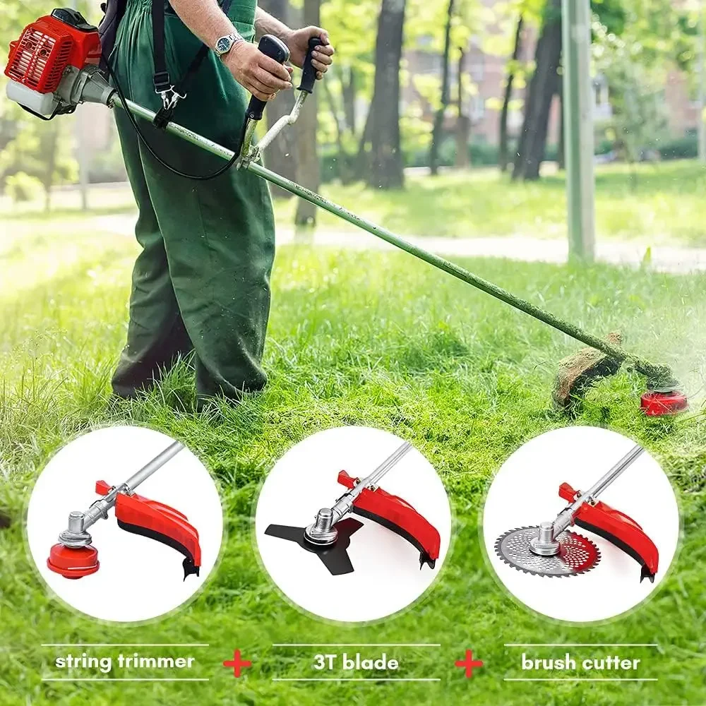 Gas Powered, 42.7cc 2 Cycle 3 in 1 Weed Eater, Powerful Cordless String Trimmer, 18-Inch Cutting Path, Brush Cutter, 3-Teeth