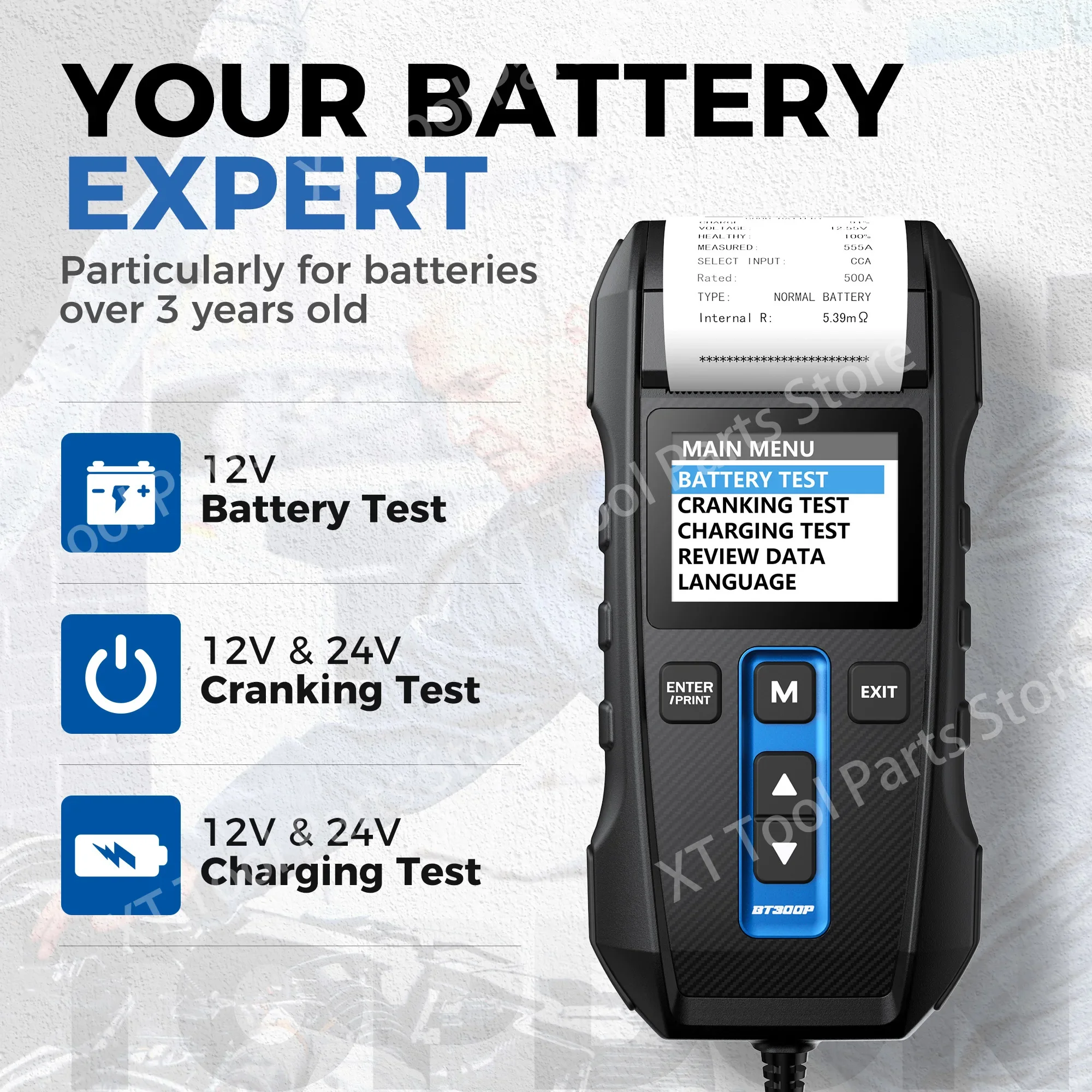 General Topden BT300P 12v 24v Large Capacity Lithium Load Car Resistance Battery Tester Analyzer Tester with Printer