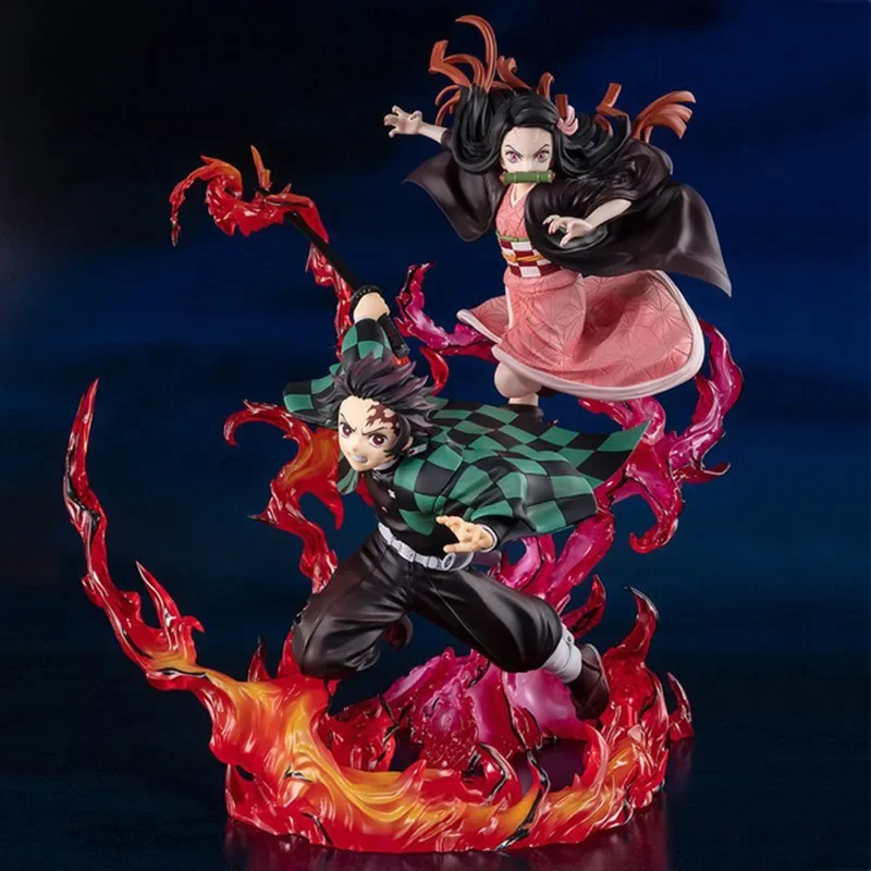 25cm Demon Slayer Figure Kamado Tanjirou Kimetsu No Yaiba Nezuko Action Figure Blood Demon Art PVC Collection Model Toys Gifts