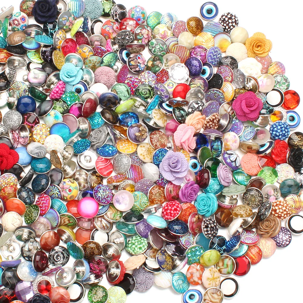 Wholesale 10pcs/lot 18mm Snap Jewelry Mix Many Styles 18mm Metal Snap buttons Silver Color buttons Rhinestone Snaps Jewelry