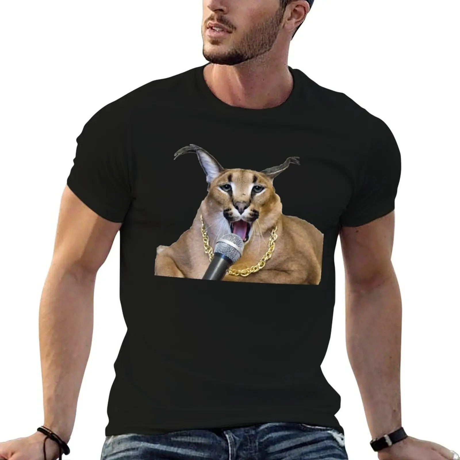 Big Floppa Singing T-Shirt customizeds oversize t-shirts man t shirts men