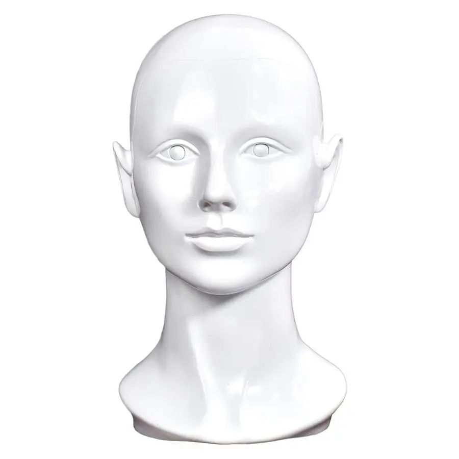 

Mannequin Head White Female Manikin Dummy Stand Model Display Hat Scarf Wigs Hair Glasses Hat Beauty Styling Tool bright white