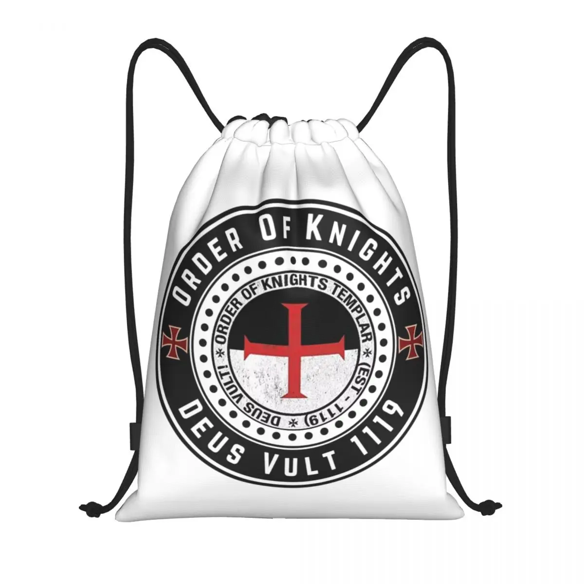 Medieval Warrior Knights Templar Cross Crusader Coat Of Arms Drawstring Backpack Bags Lightweight Gym Sports Sackpack Sacks Yoga