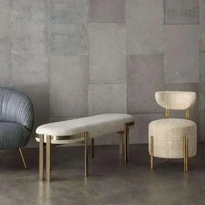 

Luxury Designer Bed End Stools Hotel Bedroom Modern Living Room Ottomans Shoe Changing Stool Simple Footstool Entrance Bench