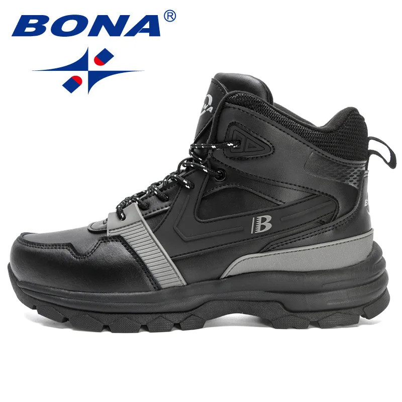 Bona 2023 novos designeres botas de neve de pelúcia quente botas de inverno dos homens ao ar livre caminhadas sapatos homem anti-deslizamento