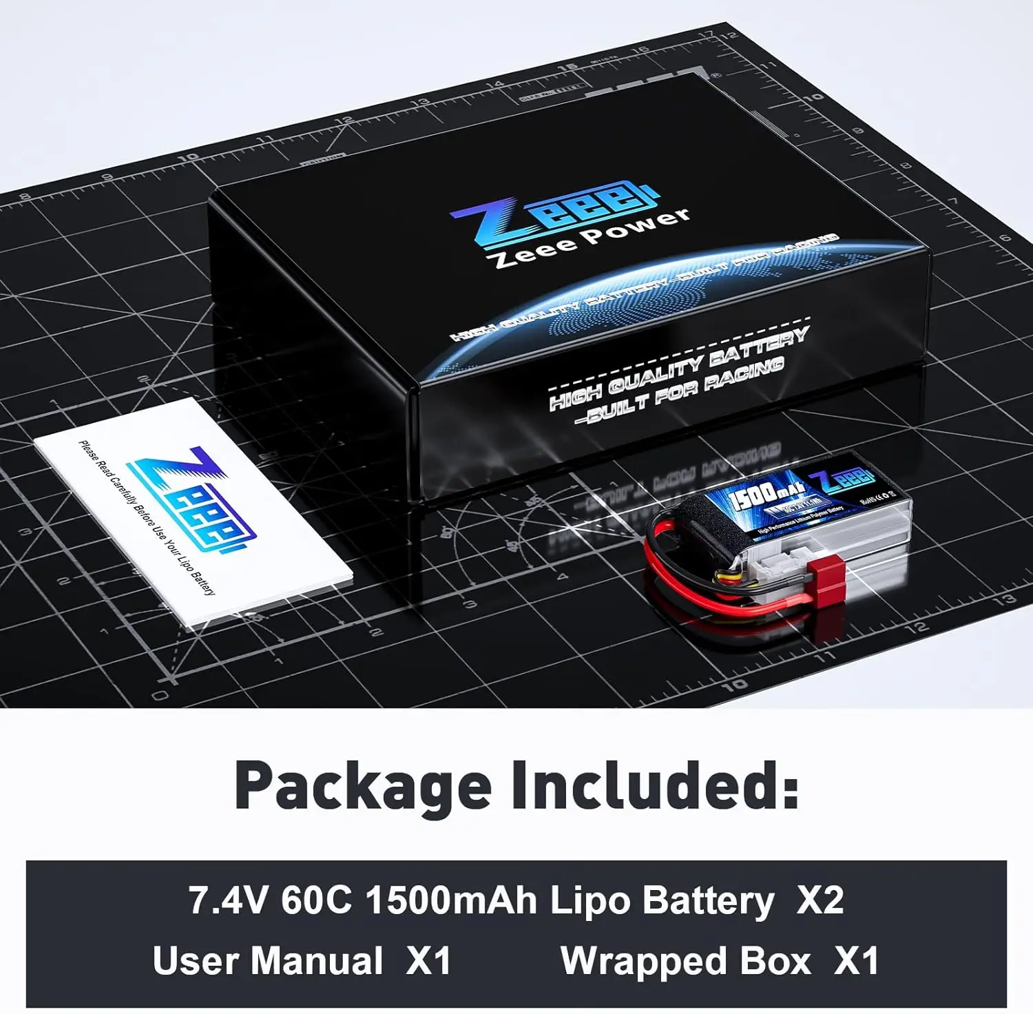 2pcs Zeee 2S 1500mAh Lipo Battery 7.4V 60C with Deans Plug for FPV Drone Boat RC Car Racing Hobby Specialized Lipo Model Parts