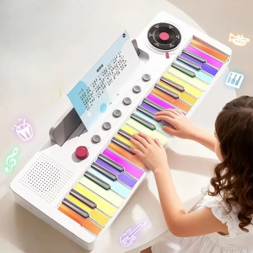 37 Key Electronic Piano LED Colorful Lights Learning Music Children Electronic Organ 22 Timbre Small Piano Keyboard Baby