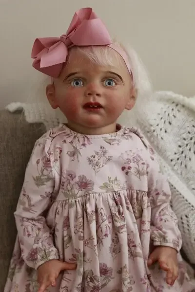 SINO-BB 25 cali Reborn Baby Doll Fritzi z ręcznie ukorzenionymi białymi włosami Już ukończona lalka