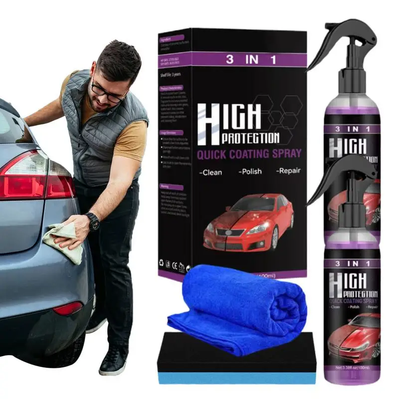 2 Stuks 100Ml Auto Coating Spray Hoge Bescherming Polish Spray 3 In 1 Coating Spray Renovatie Wax Hydrofobe Top Polish