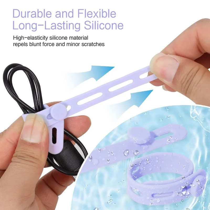 Charge Cable Organizer Silicone Cable Ties Earphone Clip Management Adjustable Reusable Data Cords Straps Locks for Home Office