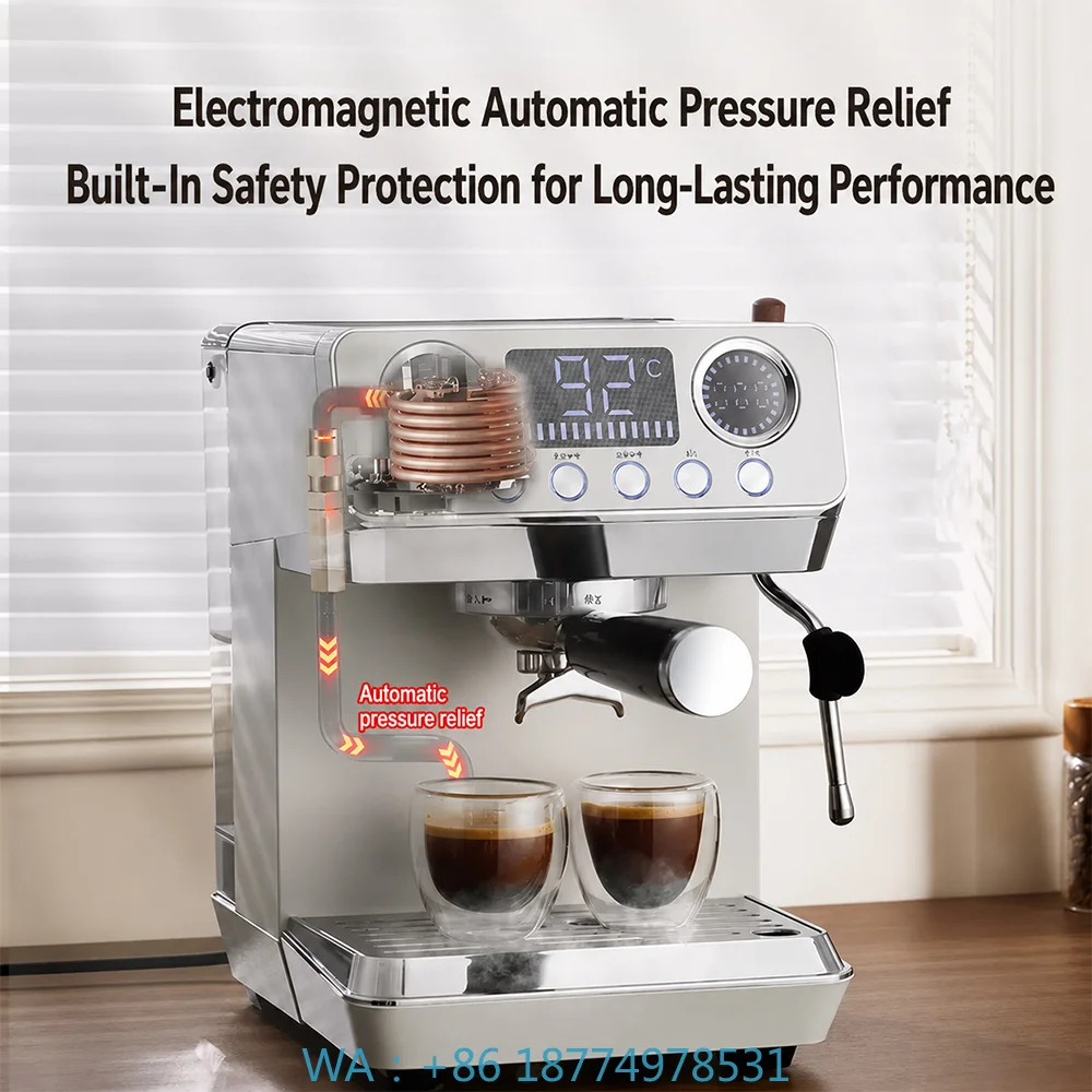 1. Semi‑automatic Espresso Maker for Office Use, With Milk Frother Electromagnetic Automatic Pressure Relief Coffee Brewing Tool