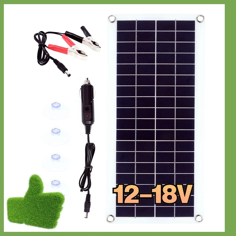 Solar Panel Kit 12Vto 18V BatteryCharge  With 30A 60A Controller Module 2 USB Port Cell Battery Power Bank for Phone RV Car