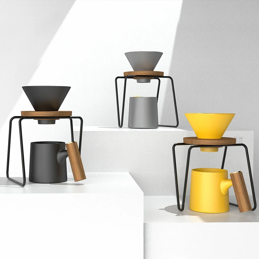 Eco Premium Black Ceramic Hot Coffee Drip Coffee Dripper Coffee Filter Dripper Maker And Stand Set