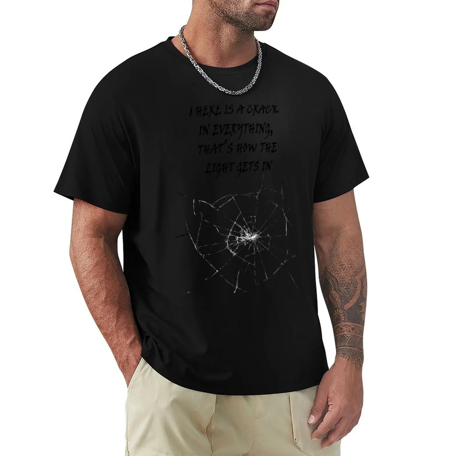 Leonard Cohen, “There is a crack in everything, that’s how the light gets in” T-Shirt vintage clothes plain t shirts men