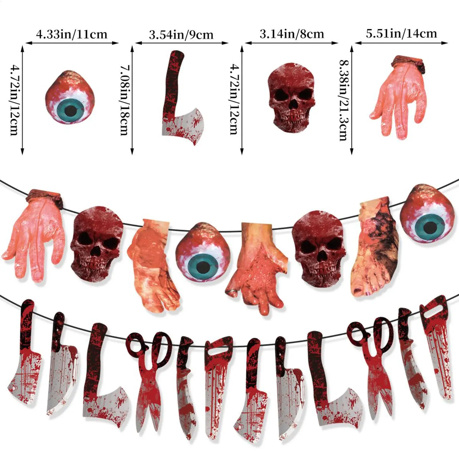 لافتة الهالوين 2025 لافتة دموية مخيفة خلفية قابلة للتعليق لتزيين الهالوين للعطلات الخارجية ومركز التسوق التجاري #6