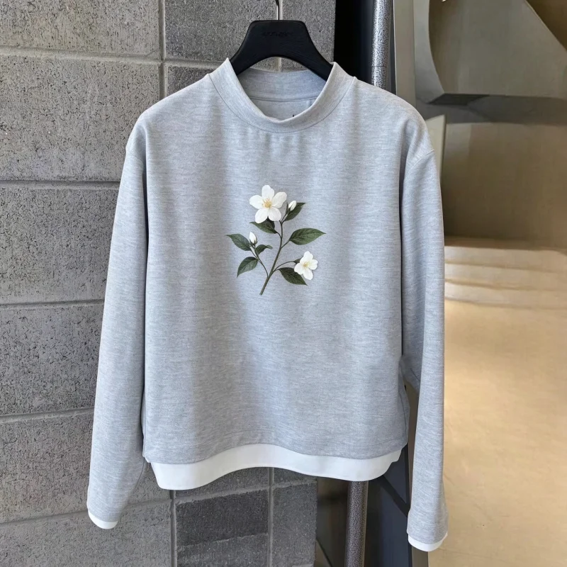 Clearance Sale- Fall Women Golf Sweatshirt Long Sleeve Mock Neck Floral Print Ladies Outdoor Sport Training Casual Tops