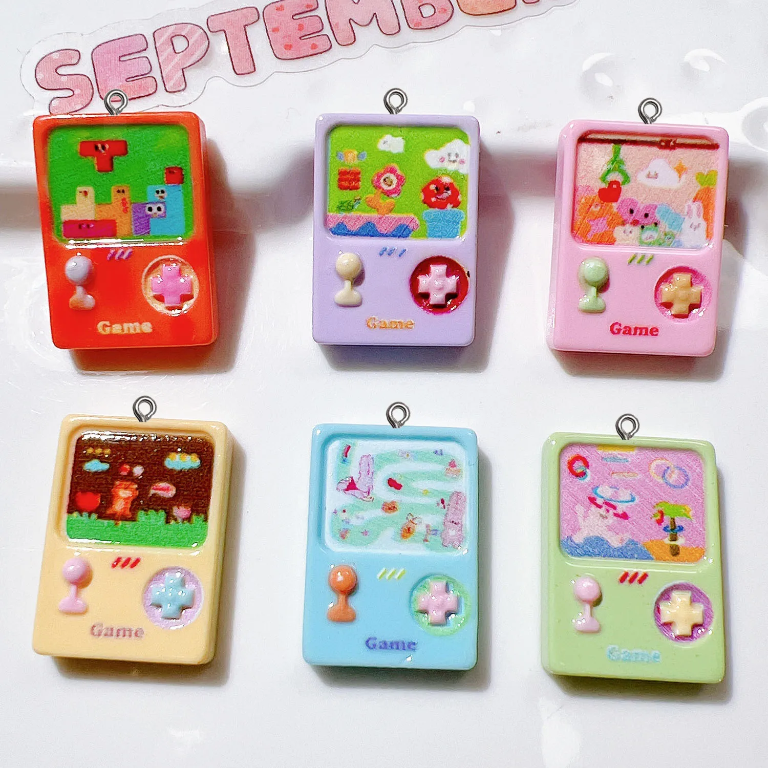 10Pcs Cute Game Console Flatback Resin Charms Hook Craft Accessories For Jewelry Making DIY Keychain Earrings Materials Pendant