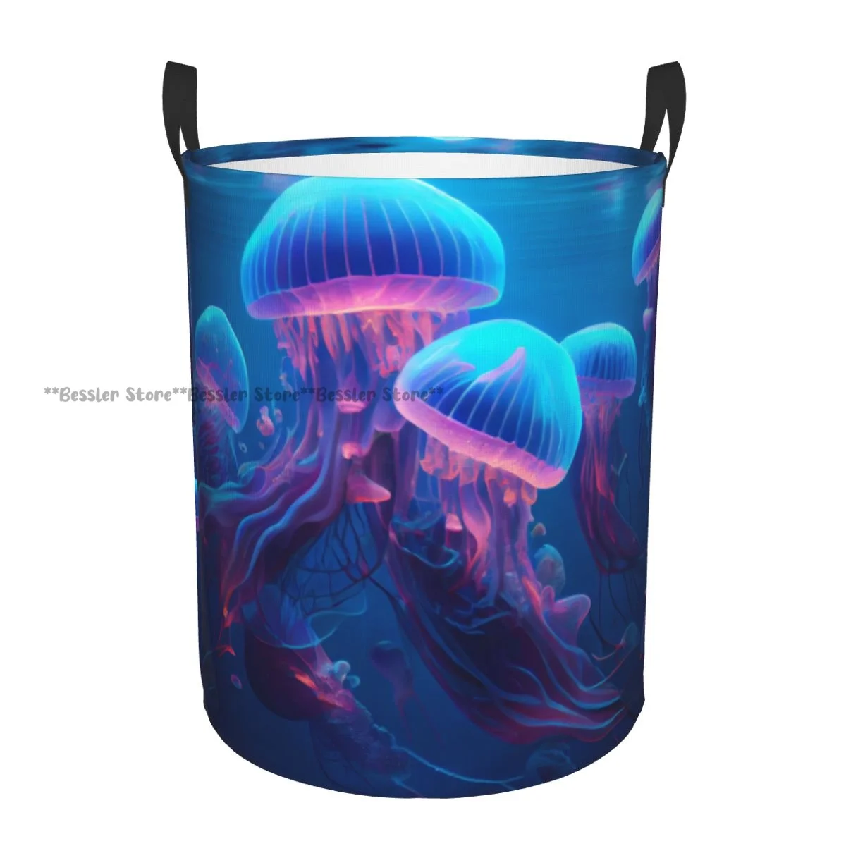 Dirty Laundry Basket Jellyfish In The Underwater World Folding Clothing Storage Bucket