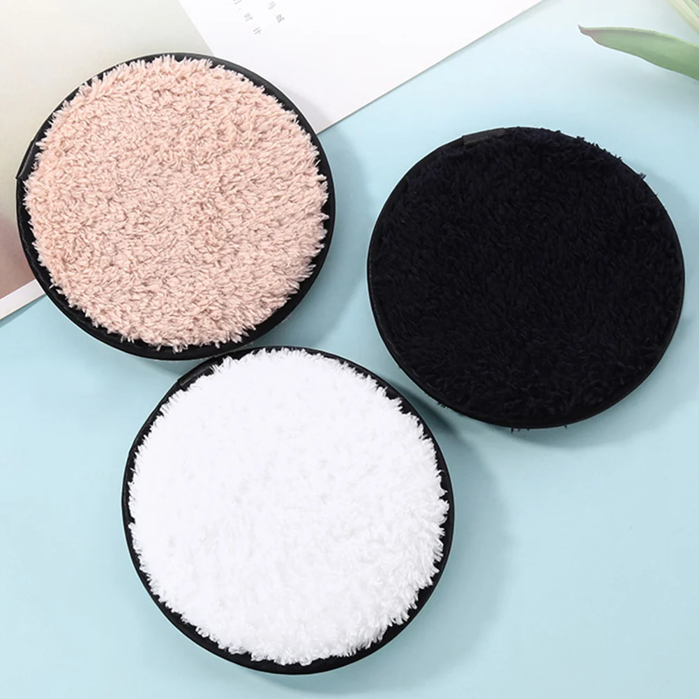 3pcs Makeup Remover Puff Washable Double Layer Cotton Facial Cleansing Pad For Deep Pore Cleaning Gentle Skin Care Tool