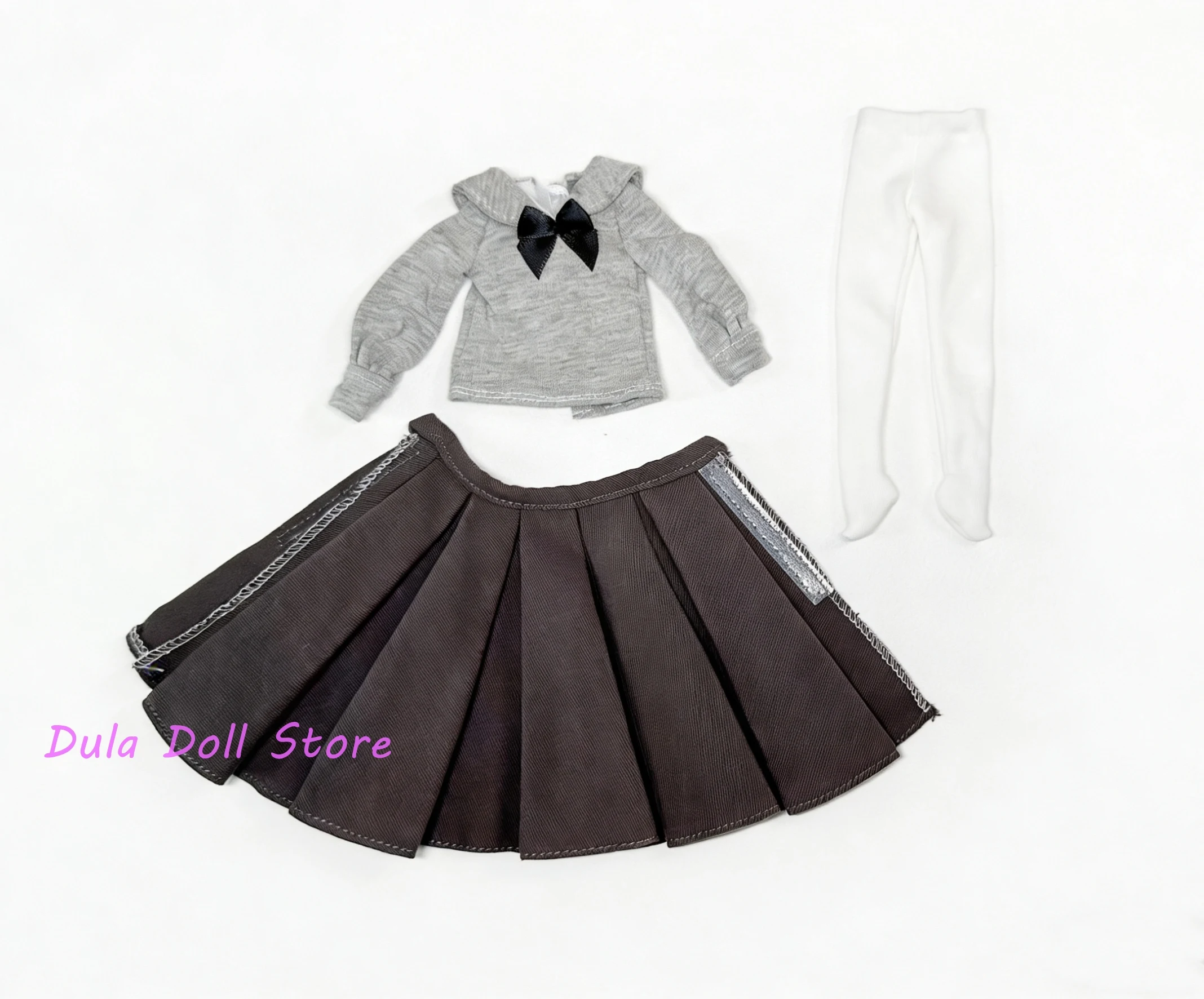 

Одежда для кукол Dula: светло-серая плиссированная юбка и серый комплект с длинными рукавами и галстуком-бабочкой для кукол Blythe ob24, Licca, ICY, JerryB 1/6. Аксессуары для кукол.