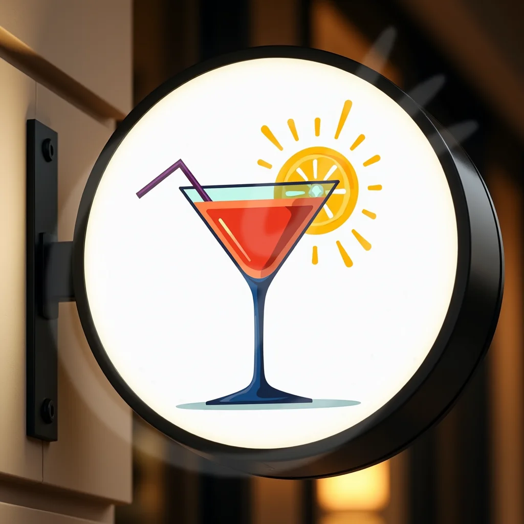 كوكتيلات مخصصة قضبان LED أكريليك مستديرة صندوق إضاءة لواجهة المتجر مقاوم للماء على الوجهين لافتات الأعمال الخارجية المثبتة على الحائط