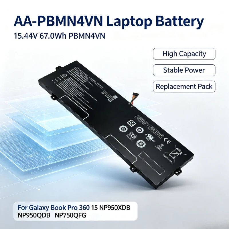 15.44V 67.0Wh Laptop Battery AA-PBMN4VN  Galaxy Book Pro 360 15 NP950XDB NP950QDB NP750QFG Series PBMN4VN