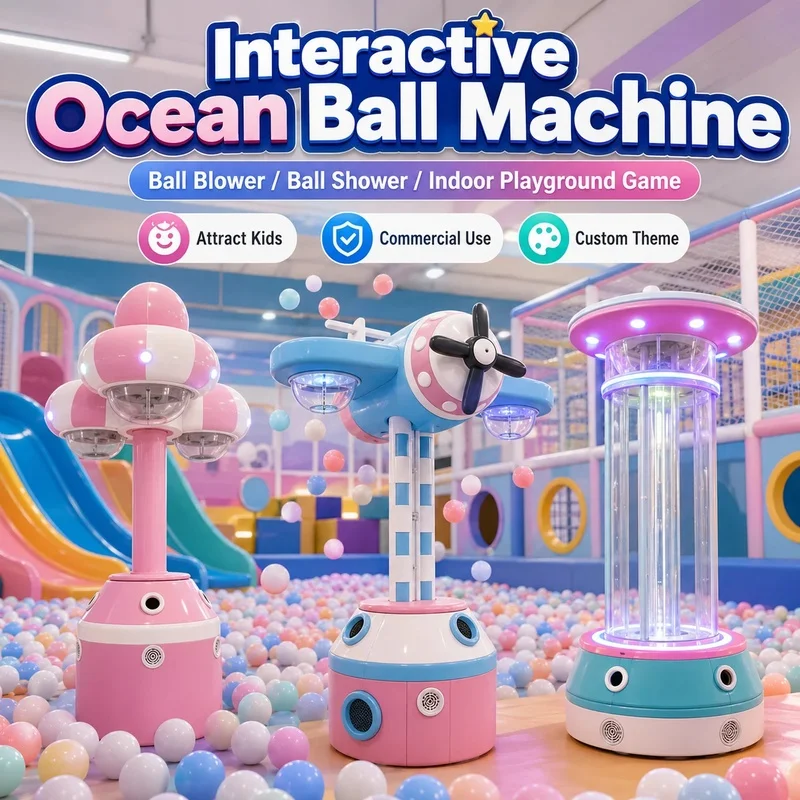 Interactive Spray Ball Machine Ocean Ball Sprinkler Ball Pit Balls Waterfall Shower Game for Naughty Castle Indoor Playground