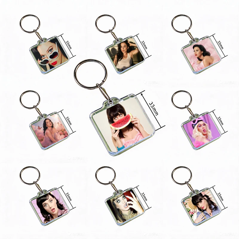 Singer K-Katy Perry Acrylic Keychain Handmade Hanging Ornaments for Clothes Backpack Decoration Accessories Gifts with Friends