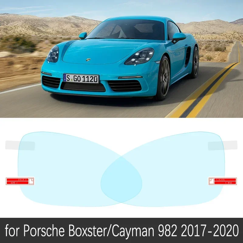 Full Cover Rainproof Anti-Fog Film For Porsche 718 Cayman Boxster 2017~2020 S Rearview Protective Mirror Stickers Accessories