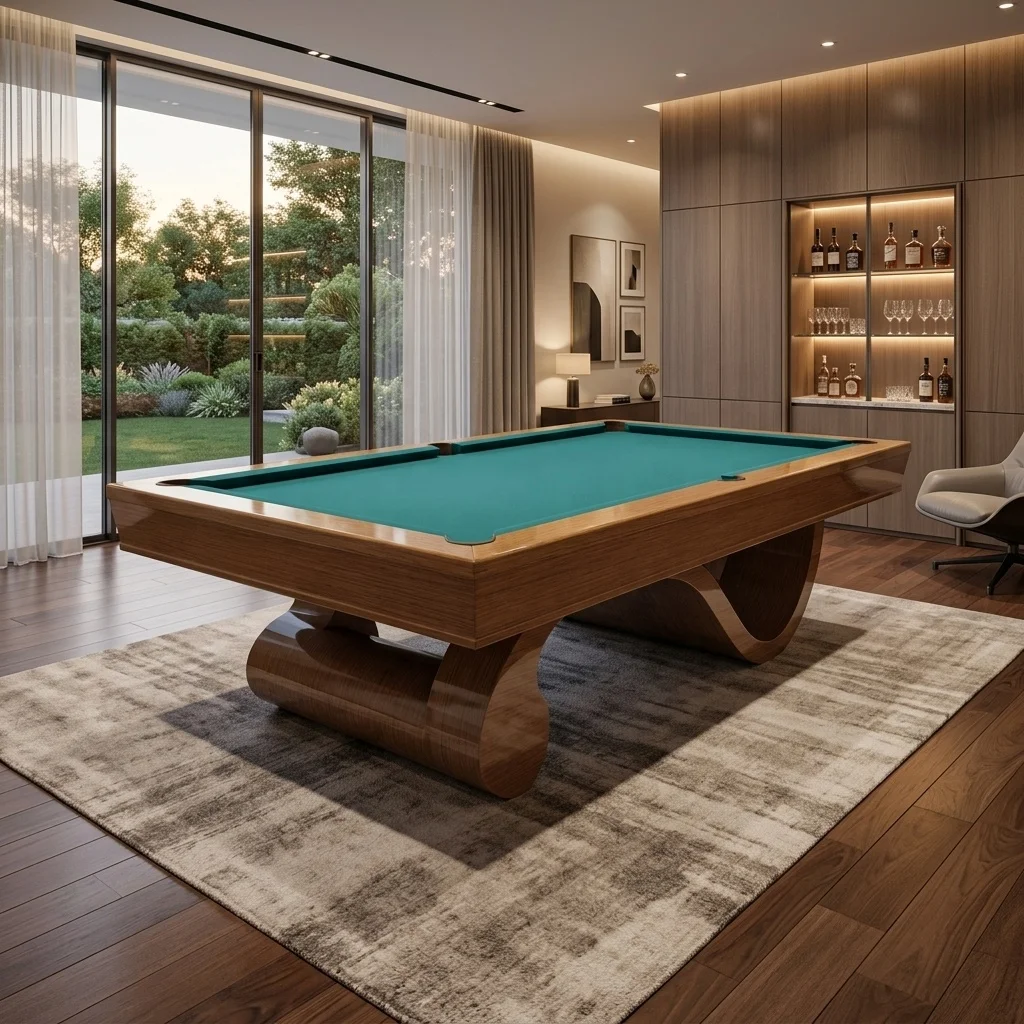 Luxury Modern Solid Wood 9ft Billiard Table Wool Cushion Leather Pockets for Commercial and Use