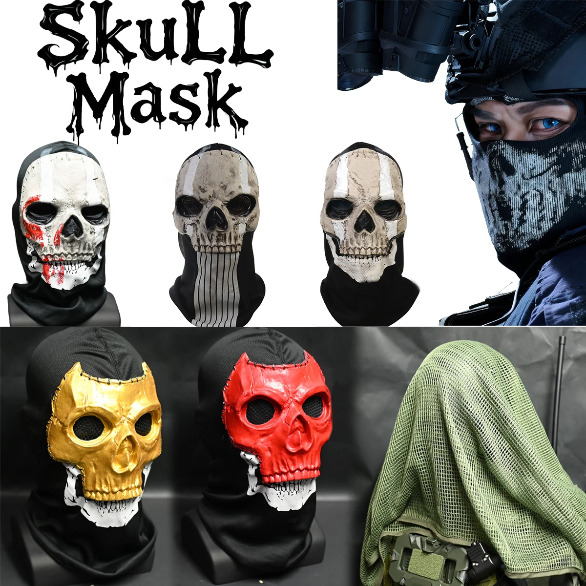 

Keegan Skeleton Ghost Balaclava Mask COD16 Call of Duty Cosplay Accessory for Tactical Gaming Convention Halloween Costume Prop