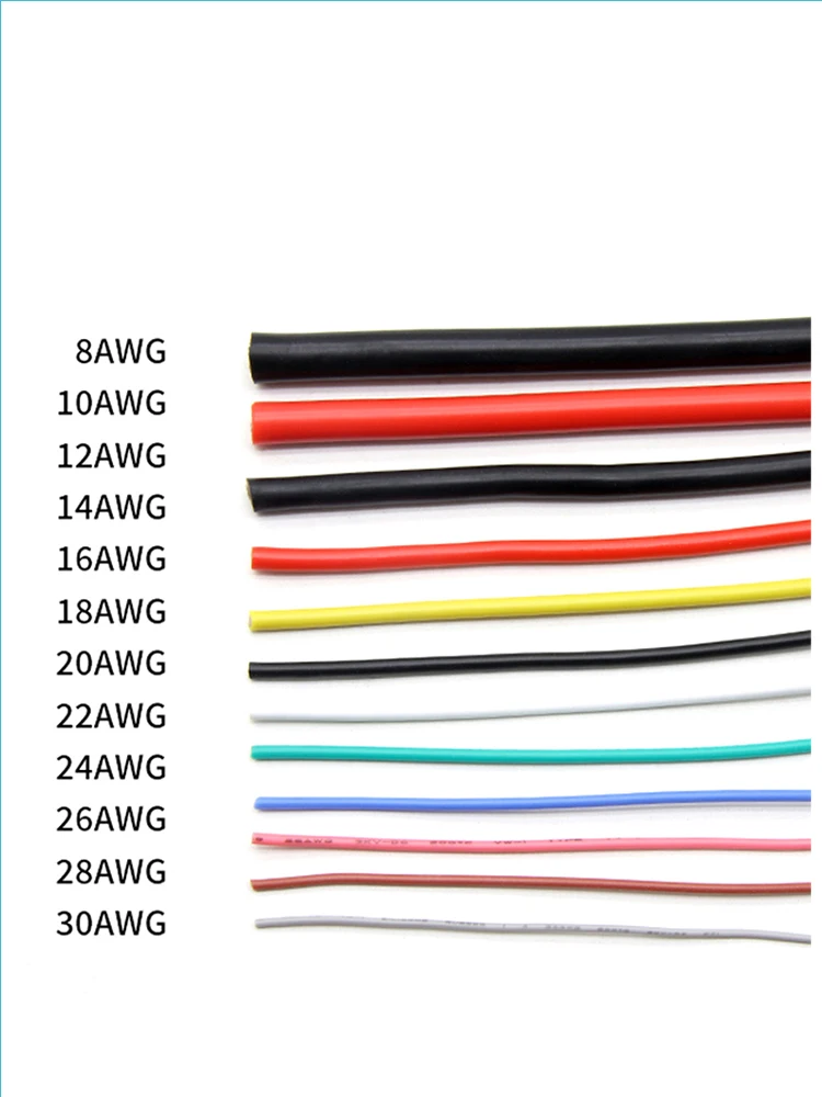 5 Meters UL3239 Copper Wire Soft Silicone 32 30 28 26 24 22 20 18 16 14 AWG Insulated 3KV Flexible DIY LED Electronic Cable