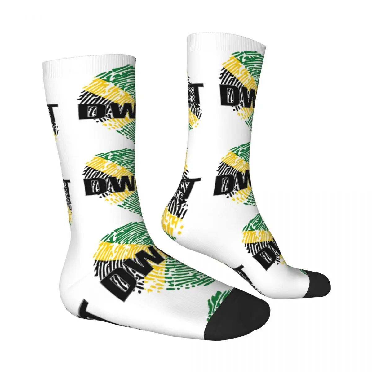 Jamaican Flag Socks Fingerprint Funny Stockings Adults Men Soft Running Socks Autumn Printed Non-Slip Socks