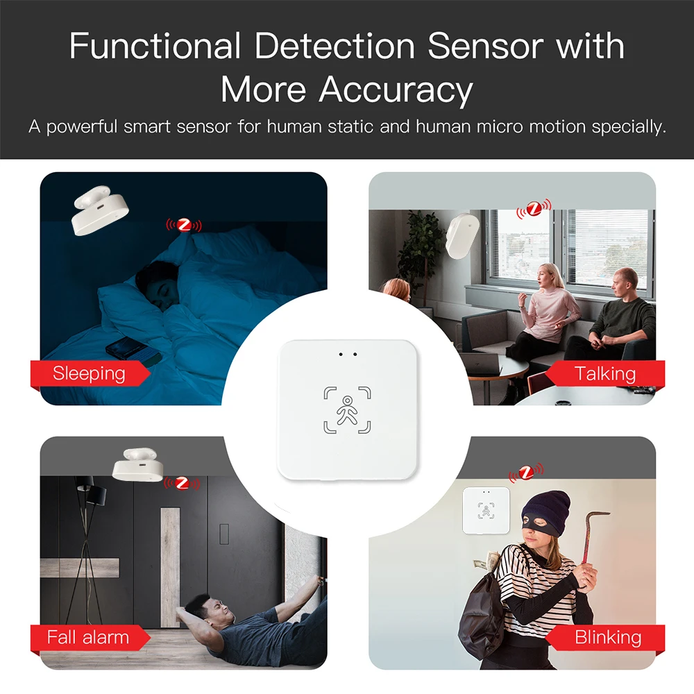 Sensor de presencia humana ZigBee Mini, Sensor de movimiento con Detector de iluminación, 3,0/Wifi, Mmwave, 5/110/220v, Tuya, Smart Life, DIY