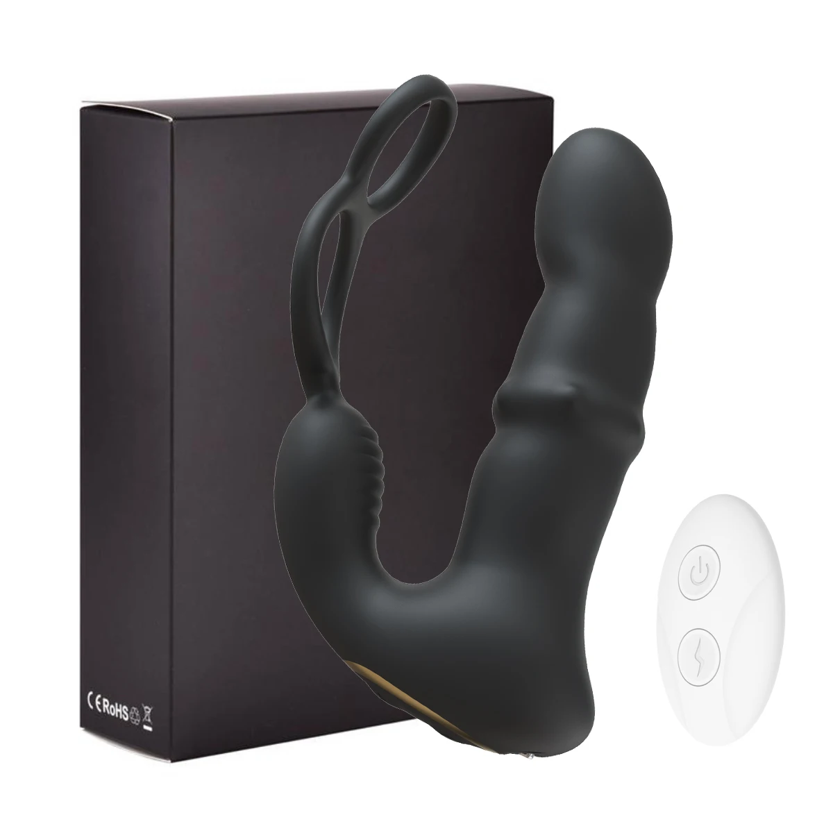 9 Wiggling Thrusting Beads Prostate Massager Vibrating Butt Plug With Penis Ring Vibrator Anal Dildo Prostate Stimulor For Men_voghion.com