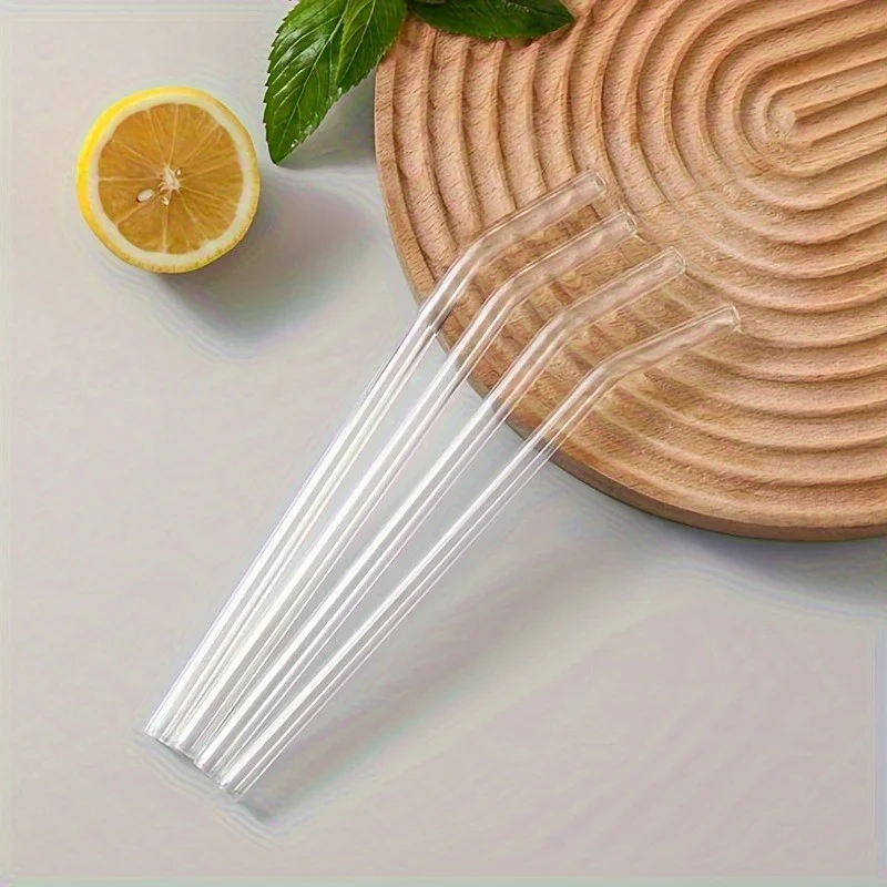 1set Heat Resistant Glass Straws with Brush - Set of 5 - Reusable and Washable,Perfect for Smoothies, Milkshakes, Tea, Juice