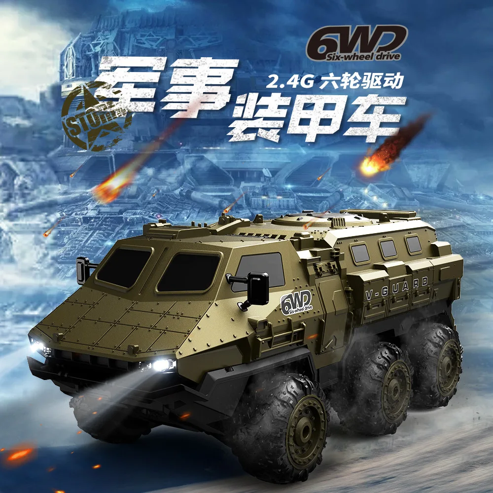 Remote-Controlled Truck 6-Wheel Drive Heavy-Duty Military Truck Vehicle Full Proportion Rc Off-Road Vehicle Outdoor Toy Gift