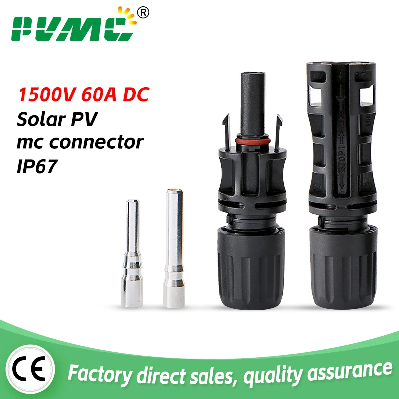 1 Pair 1500V/60A Connector male and female Solar Panel PV Connector used for Solar Cable 6/10mm2 Wholesale