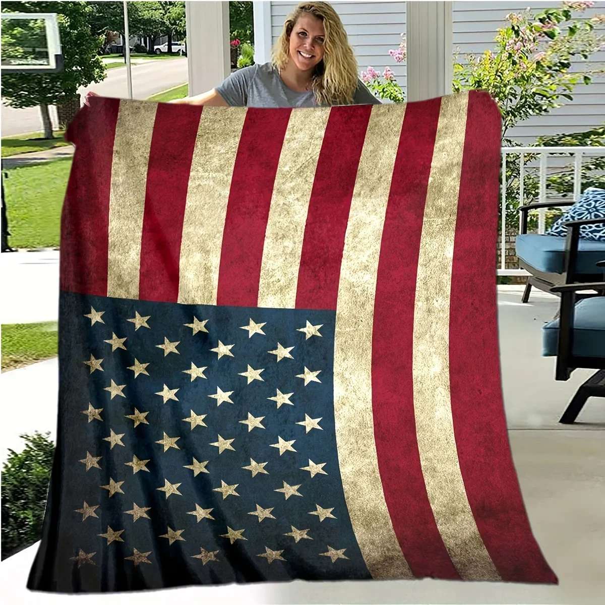 

American flag digital-printed polyester Bedroom velvet flannel soft sofa cover blanket Fleece soft sofa cover blankets for beds