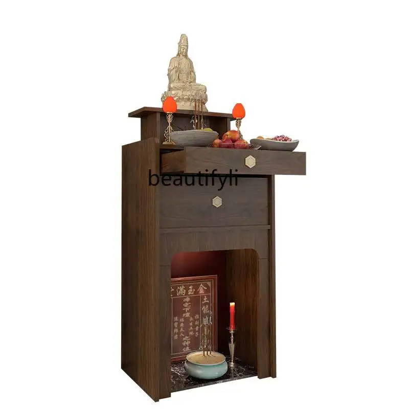 

New Chinese-style solid wood Taoist Bodhisattva simple modern offering incense table household shrine, small Buddhist shrine