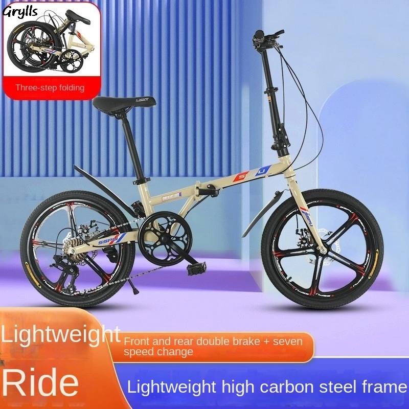 

Grylls New Mini Folding Bike Small Bike Male And Female Students Portable Ultra-light Variable Speed Disc Brakes Hot