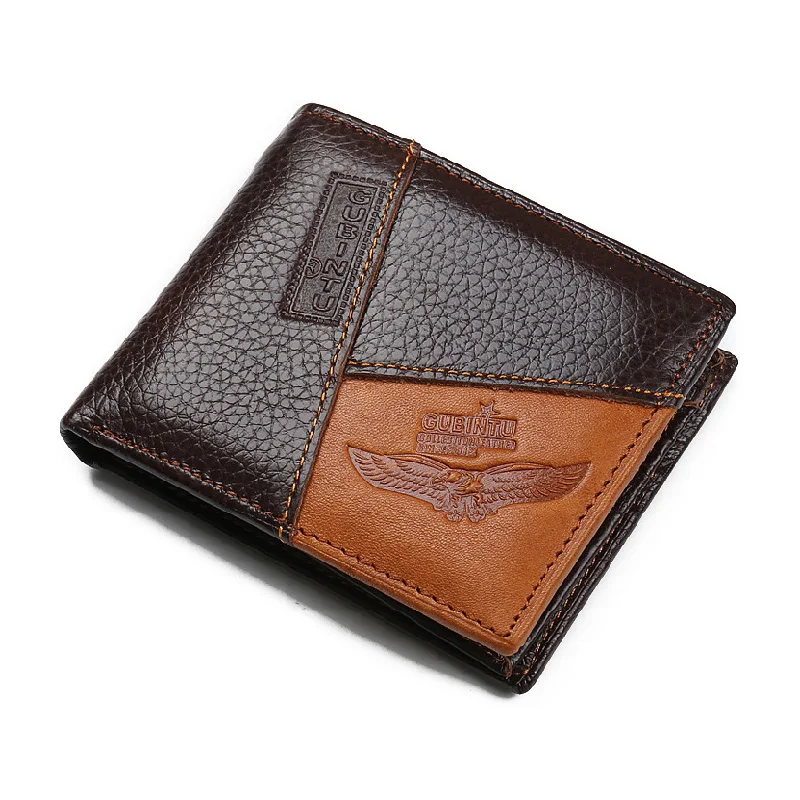 

High Quality Genuine leather Men Wallet Fashion Design The First Layer Of Cowhide Coin Holder Wallet Card Holder Purse Mens Gift