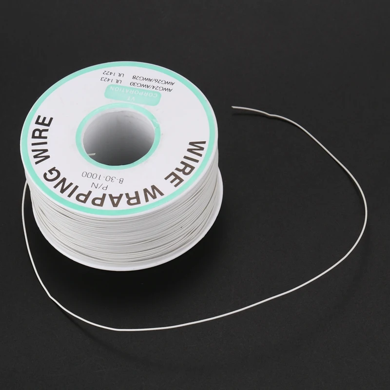 305M White PVC Coated Tin Plated Copper Wire Wire-Wrapping 30AWG Cable Roll