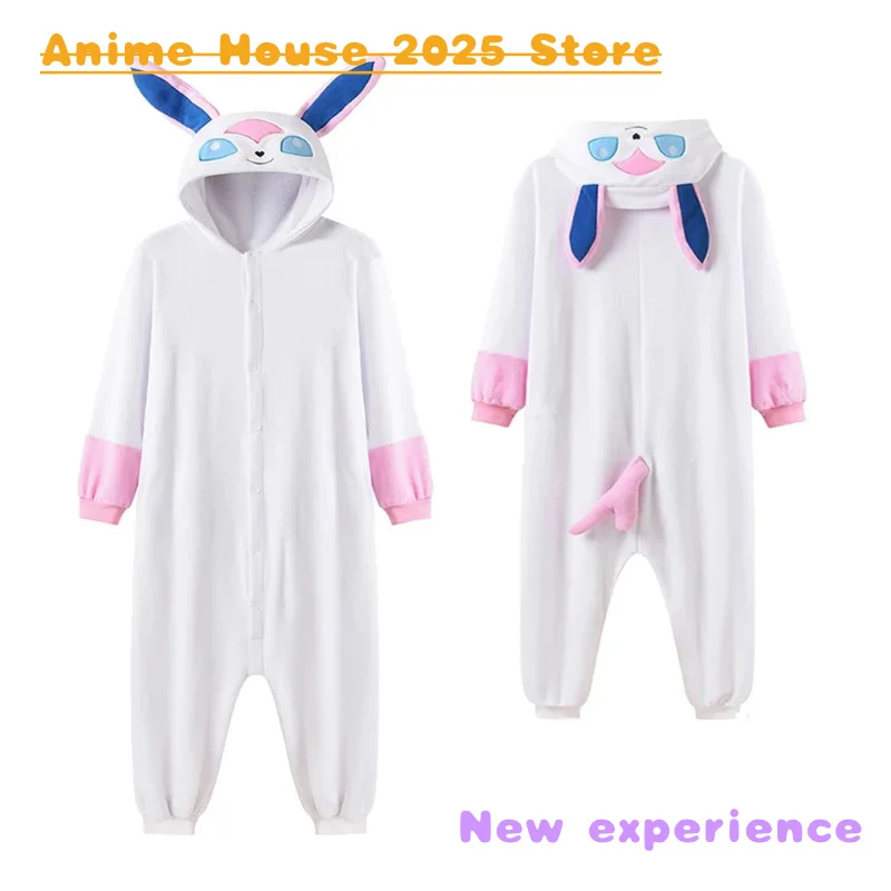 2025 Sylveon Halloween Cosplay Costume Women Pajamas Cartoon Onesie for Adults One-Piece Pijamas Gift Kigurumi Christmas Homewea